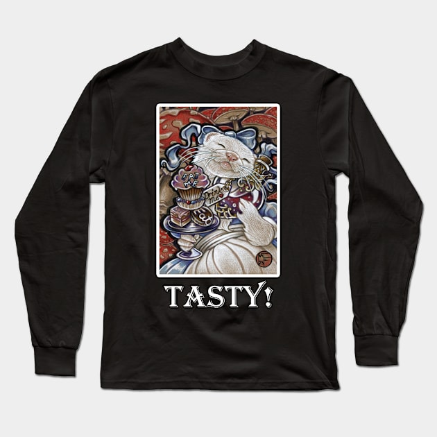 Alice Ferret - Tasty Quote - White Outlined Version Long Sleeve T-Shirt by Nat Ewert Art